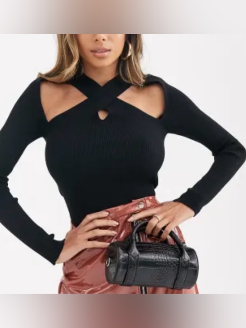 ASOS - Women’s (M, Sz 8) Black Cutout Long Sleeve Sweater Top Shirt